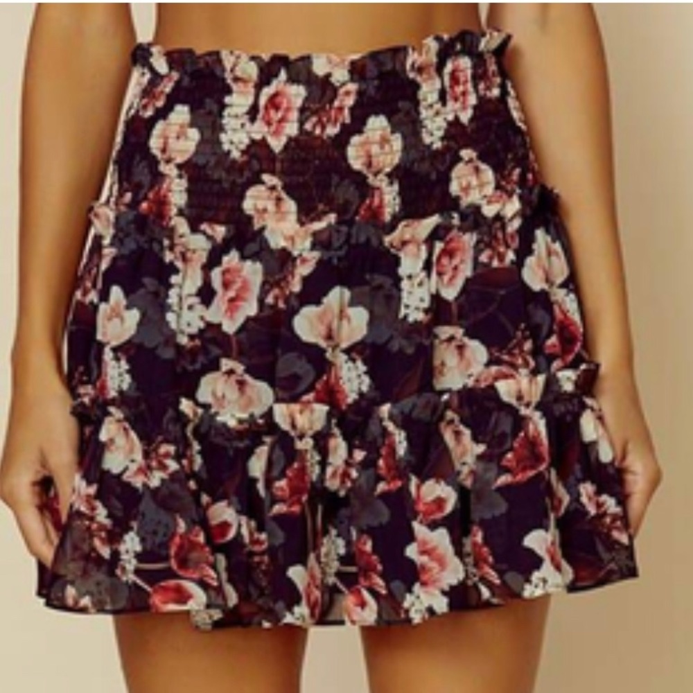NWOT Planet Blue Life Niko Skirt black floral sz S